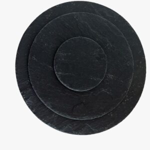 Pack Lunch de platos de pizarra natural: 2 platos redondos de 28 cm, 6 platos redondos de 20 cm y 6 posavasos redondos de 10 cm