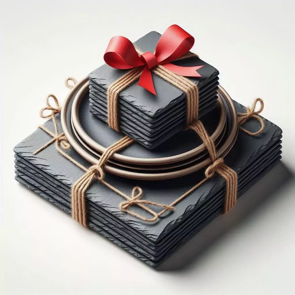 pack de platos de pizarra natural negra y elegante