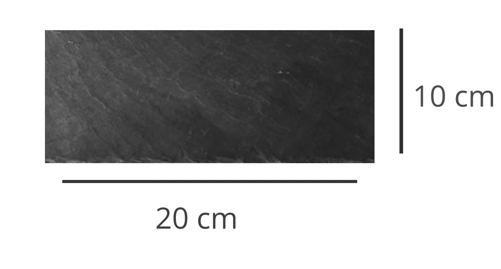 Bandeja de pizarra natural de 20x10 cm, ideal para postres individuales o pequeños aperitivos