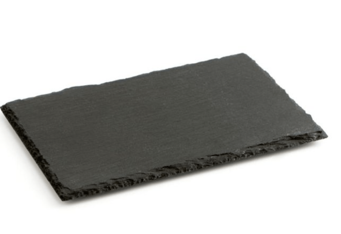Bandeja de pizarra natural de 20x10 cm, ideal para postres individuales o pequeños aperitivos