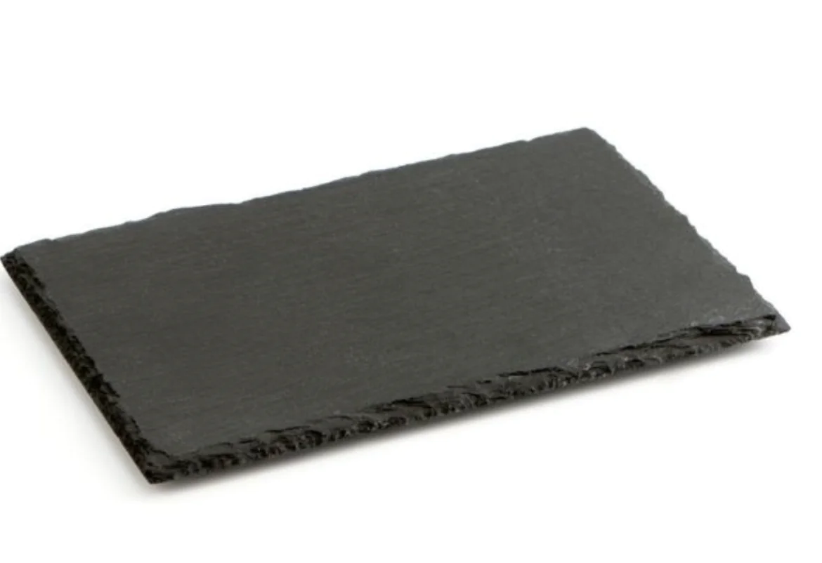 Bandeja de pizarra natural de 20x10 cm, ideal para postres individuales o pequeños aperitivos