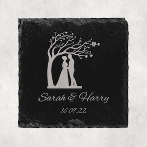 grabados laser en platos de pizarra natural bodas