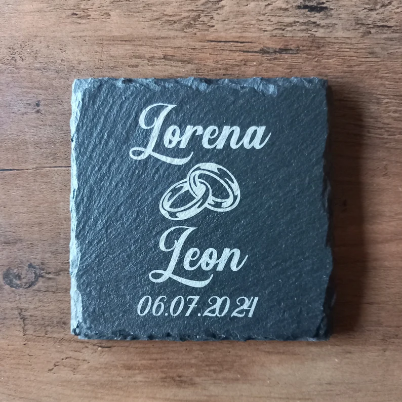 grabados laser en platos de pizarra natural bodas