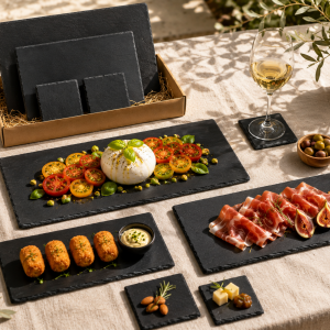 Pack ideal de pizarra natural para comidas y cenas al aire libre