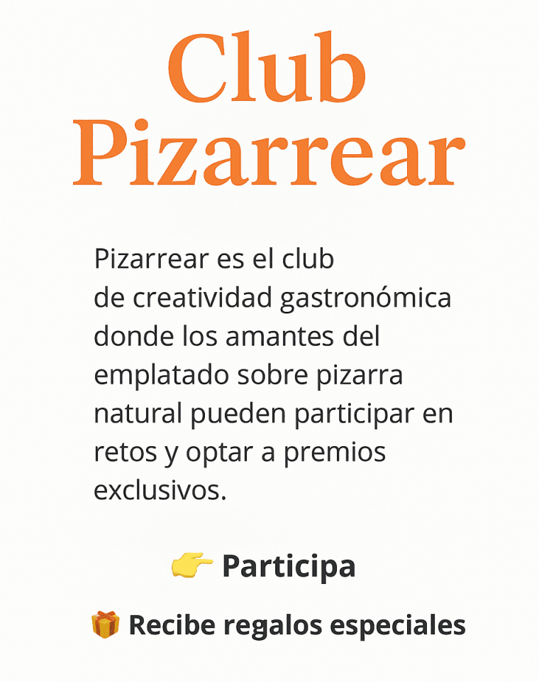 Banner promocional del Club Pizarrear invitando a unirse al club de creatividad gastronómica.