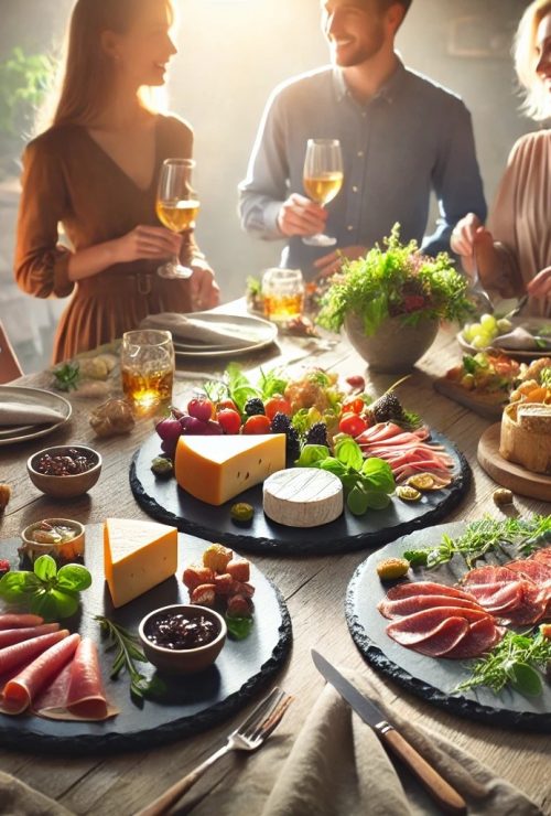 Platos y bandejas de pizarra para compartir en comidas informales y eventos familiares Bandejas de pizarra natural cuadradas y rectangulares para servir en reuniones familiares y con amigos